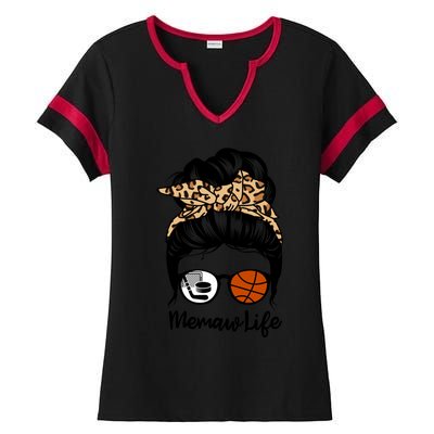 Memaw Life Messy Bun Hair Funny Basketball Hockey Memaw Great Gift Ladies Halftime Notch Neck Tee