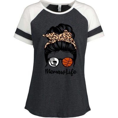 Memaw Life Messy Bun Hair Funny Basketball Hockey Memaw Great Gift Enza Ladies Jersey Colorblock Tee