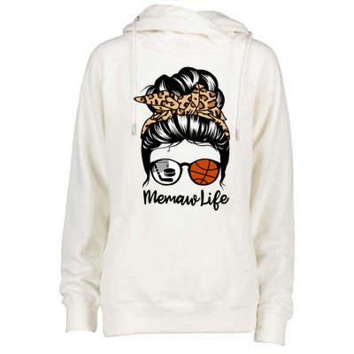 Memaw Life Messy Bun Hair Funny Basketball Hockey Memaw Great Gift Womens Funnel Neck Pullover Hood