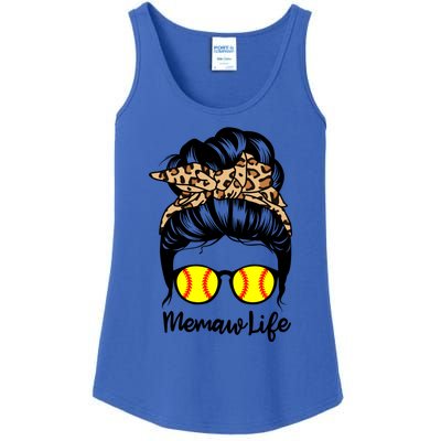 Memaw Life Messy Bun Hair Funny Softball Memaw Gift Ladies Essential Tank