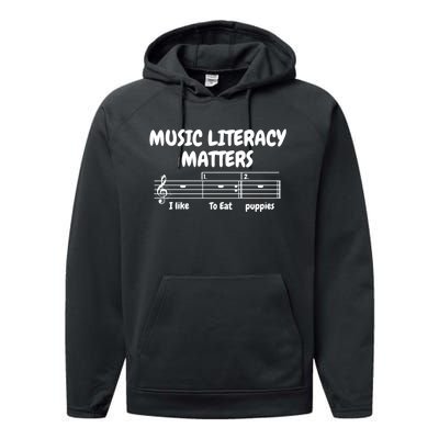 Music Literacy Matters I Like To Eat Puppies Funny Shirt Music Performance Fleece Hoodie