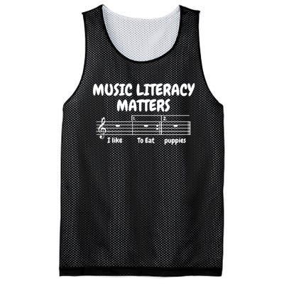 Music Literacy Matters I Like To Eat Puppies Funny Shirt Music Mesh Reversible Basketball Jersey Tank