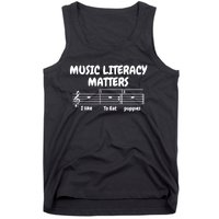 Music Literacy Matters I Like To Eat Puppies Funny Shirt Music Tank Top