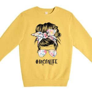 Mom Life Messy Hair Bun Mothers Day Cool Gift Premium Crewneck Sweatshirt