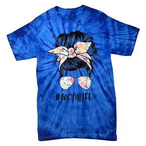 Mom Life Messy Hair Bun Mothers Day Cool Gift Tie-Dye T-Shirt