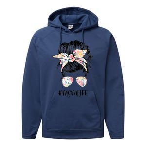 Mom Life Messy Hair Bun Mothers Day Cool Gift Performance Fleece Hoodie