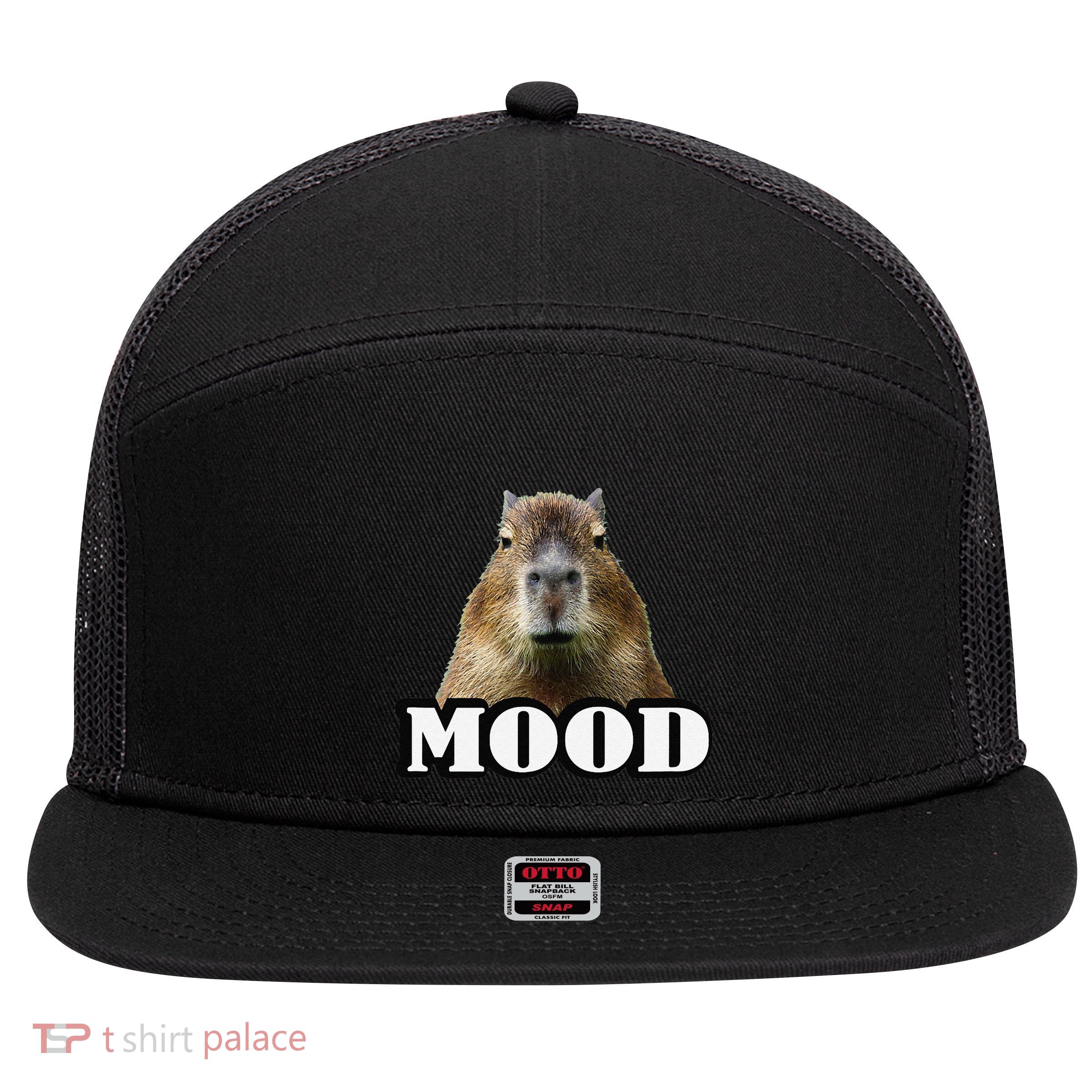 Meme Lover Mood Capybara 7 Panel Mesh Trucker Snapback Hat