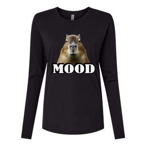 Meme Lover Mood Capybara Womens Cotton Relaxed Long Sleeve T-Shirt