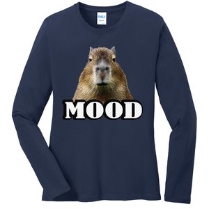 Meme Lover Mood Capybara Ladies Long Sleeve Shirt