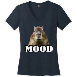 Meme Lover Mood Capybara Women's V-Neck T-Shirt