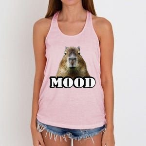 Meme Lover Mood Capybara Women's Knotted Racerback Tank