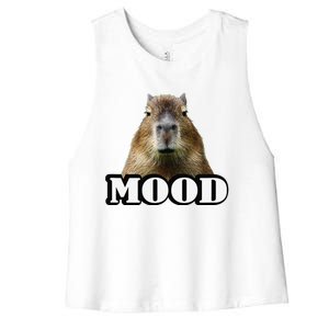 Meme Lover Mood Capybara Women's Racerback Cropped Tank