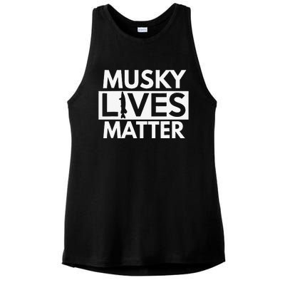 Musky Lives Matter Funny Muskie Fishing Ladies PosiCharge Tri-Blend Wicking Tank