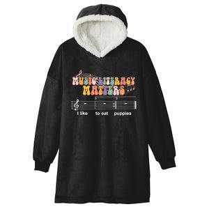 Music Literacy Matters I Like To Eat Puppies Funny Hooded Wearable Blanket