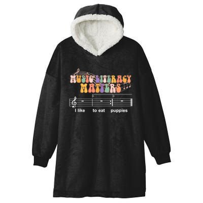 Music Literacy Matters I Like To Eat Puppies Funny Hooded Wearable Blanket