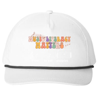 Music Literacy Matters I Like To Eat Puppies Funny Snapback Five-Panel Rope Hat