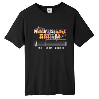 Music Literacy Matters I Like To Eat Puppies Funny Tall Fusion ChromaSoft Performance T-Shirt