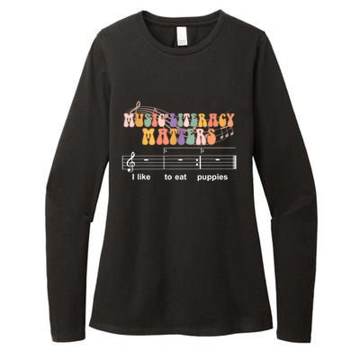 Music Literacy Matters I Like To Eat Puppies Funny Womens CVC Long Sleeve Shirt