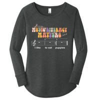 Music Literacy Matters I Like To Eat Puppies Funny Women's Perfect Tri Tunic Long Sleeve Shirt