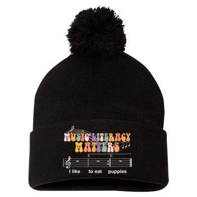 Music Literacy Matters I Like To Eat Puppies Funny Pom Pom 12in Knit Beanie