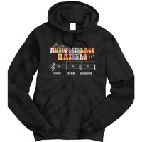 Music Literacy Matters I Like To Eat Puppies Funny Tie Dye Hoodie