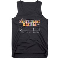 Music Literacy Matters I Like To Eat Puppies Funny Tank Top