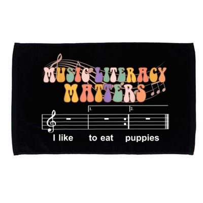 Music Literacy Matters I Like To Eat Puppies Funny Microfiber Hand Towel