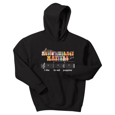 Music Literacy Matters I Like To Eat Puppies Funny Kids Hoodie