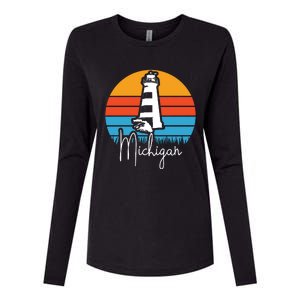 Michigan Lighthouse Womens Cotton Relaxed Long Sleeve T-Shirt