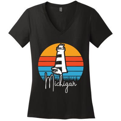 Michigan Lighthouse Women's V-Neck T-Shirt