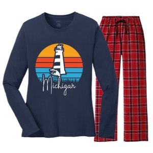 Michigan Lighthouse Women's Long Sleeve Flannel Pajama Set 