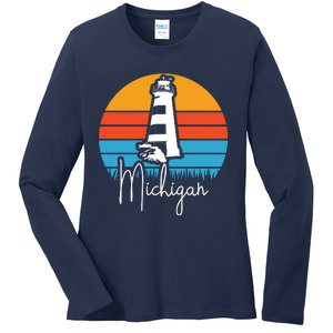 Michigan Lighthouse Ladies Long Sleeve Shirt