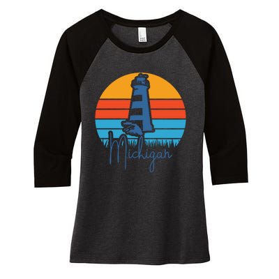 Michigan Lighthouse Women's Tri-Blend 3/4-Sleeve Raglan Shirt