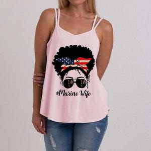 Marine Life Marine Military Wife Messy Bun Black Wo Women's Strappy Tank