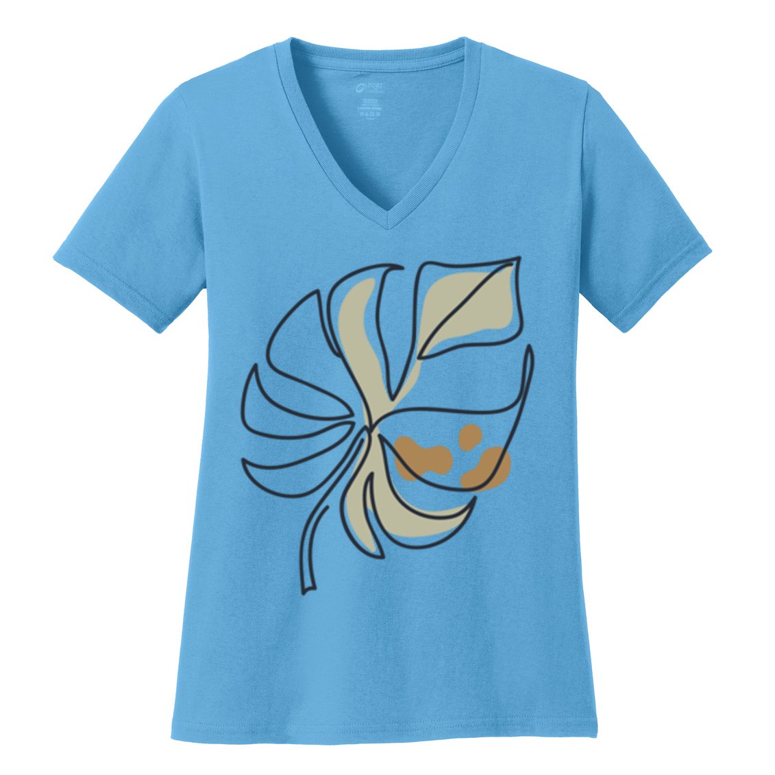Monstera Leaf Monstera Deliciosa Cheese Plant Line Art Gift Women's V-Neck T-Shirt