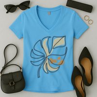Monstera Leaf Monstera Deliciosa Cheese Plant Line Art Gift Women's V-Neck T-Shirt