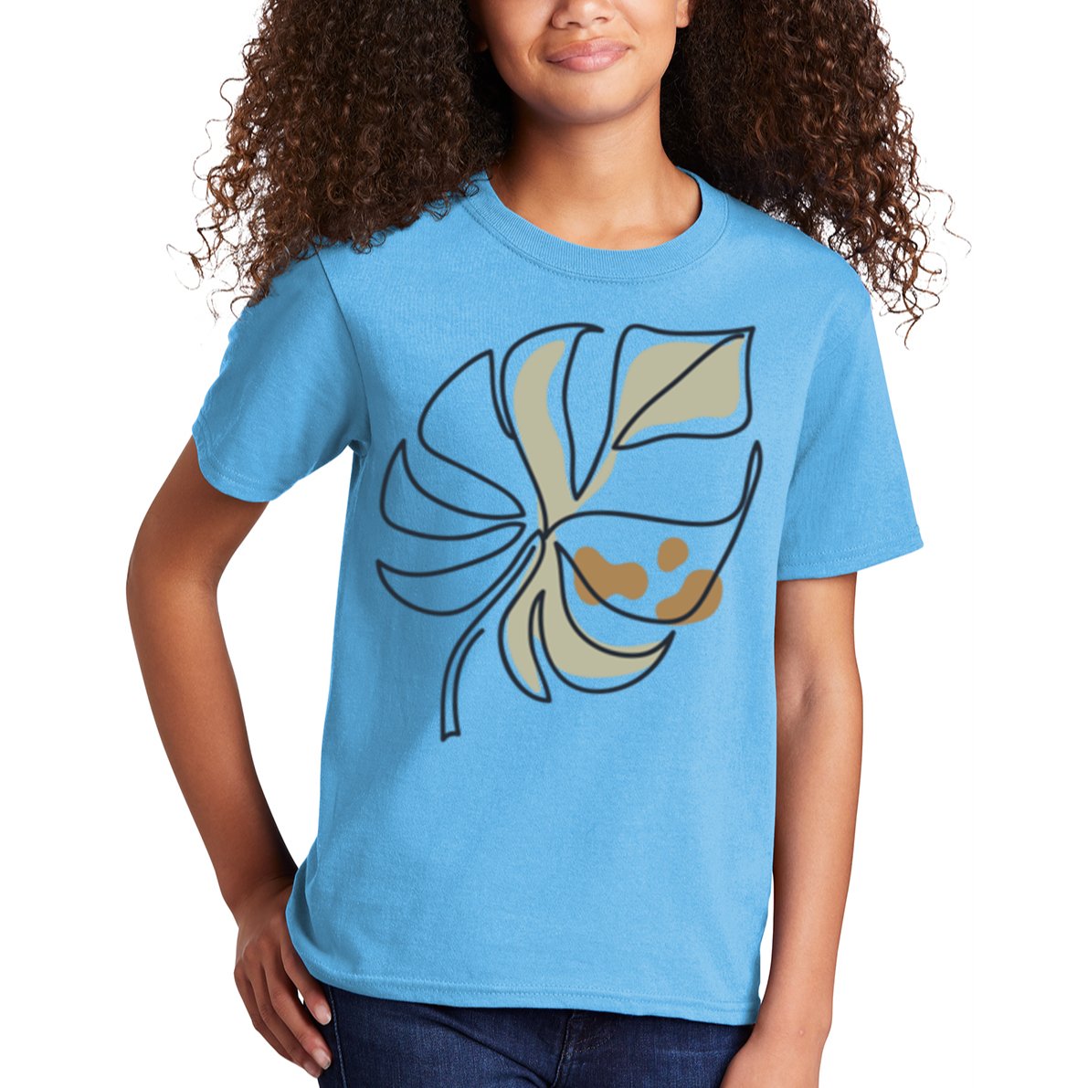 Monstera Leaf Monstera Deliciosa Cheese Plant Line Art Gift Kids T-Shirt