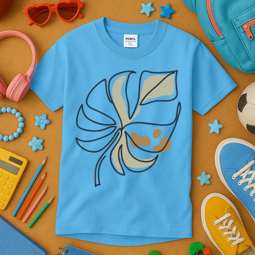 Monstera Leaf Monstera Deliciosa Cheese Plant Line Art Gift Kids T-Shirt
