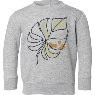 Monstera Leaf Monstera Deliciosa Cheese Plant Line Art Gift Toddler Sweatshirt