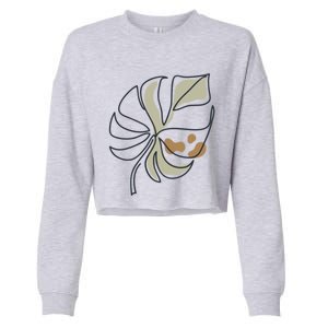 Monstera Leaf Monstera Deliciosa Cheese Plant Line Art Gift Cropped Pullover Crew