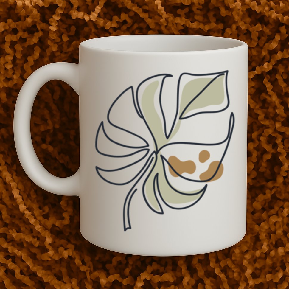 Monstera Leaf Monstera Deliciosa Cheese Plant Line Art Gift Mug
