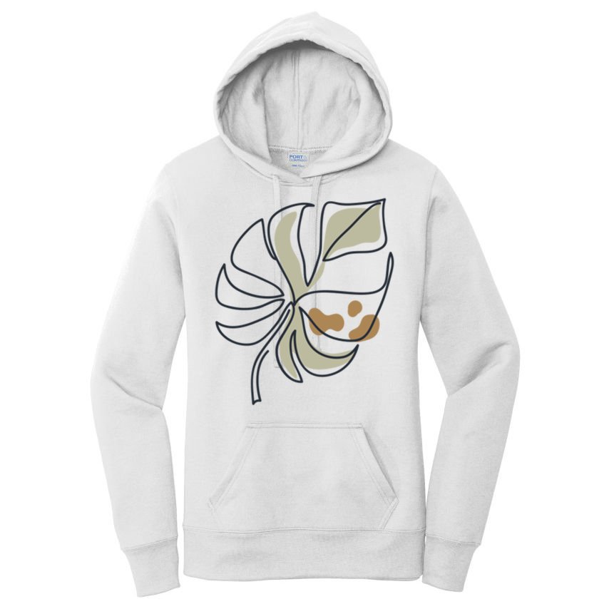 Monstera Leaf Monstera Deliciosa Cheese Plant Line Art Gift Women's Pullover Hoodie