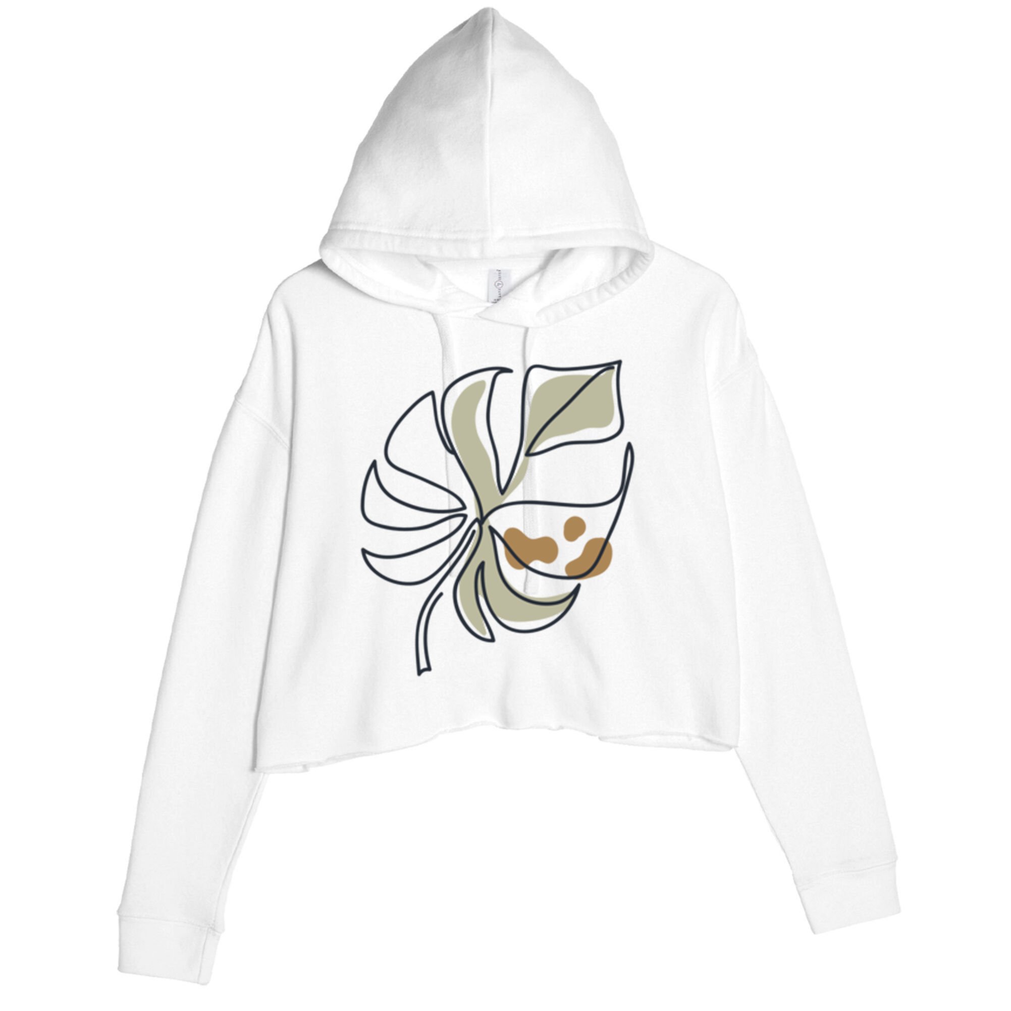 Monstera Leaf Monstera Deliciosa Cheese Plant Line Art Gift Crop Fleece Hoodie