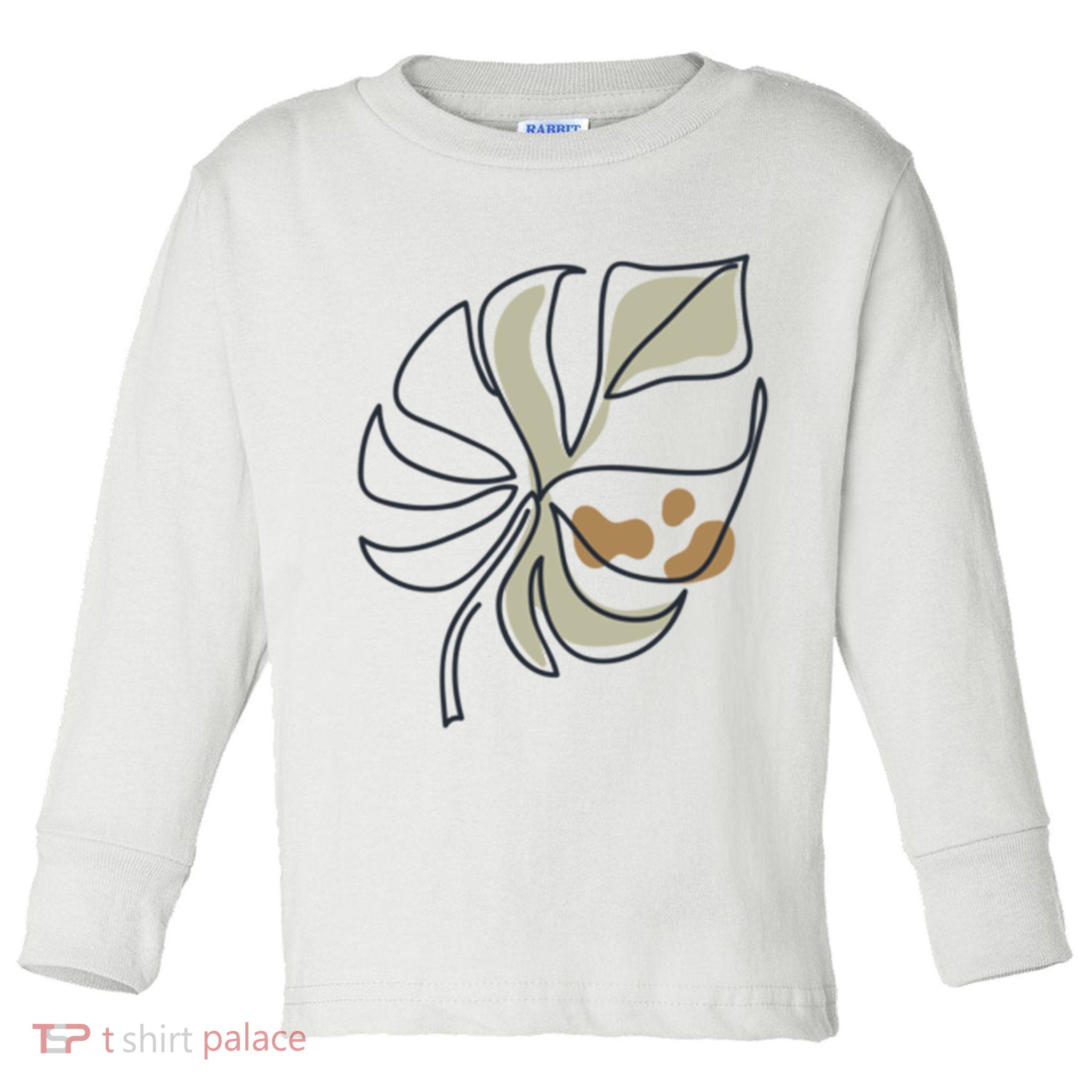 Monstera Leaf Monstera Deliciosa Cheese Plant Line Art Gift Toddler Long Sleeve Shirt