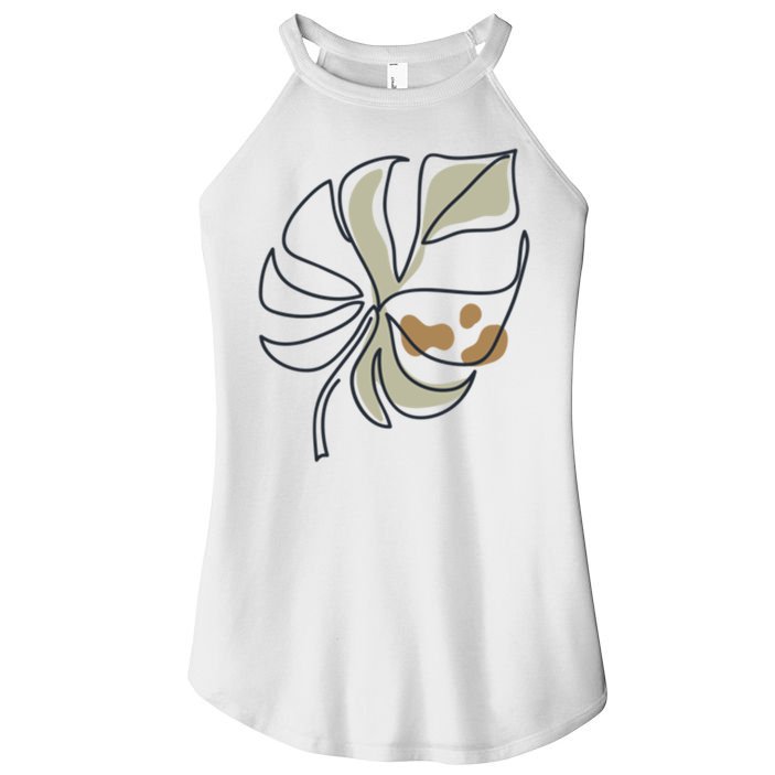Monstera Leaf Monstera Deliciosa Cheese Plant Line Art Gift Women's Perfect Tri Rocker Tank