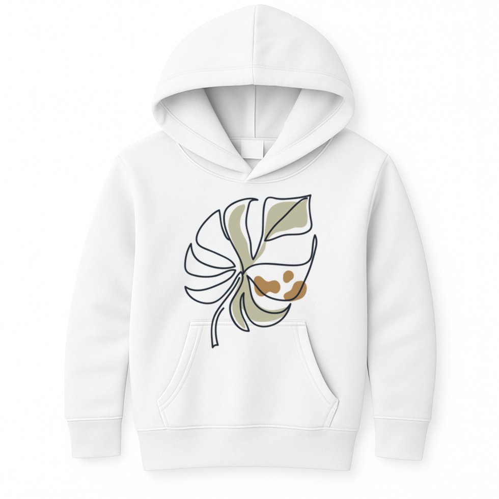 Monstera Leaf Monstera Deliciosa Cheese Plant Line Art Gift Kids Hoodie