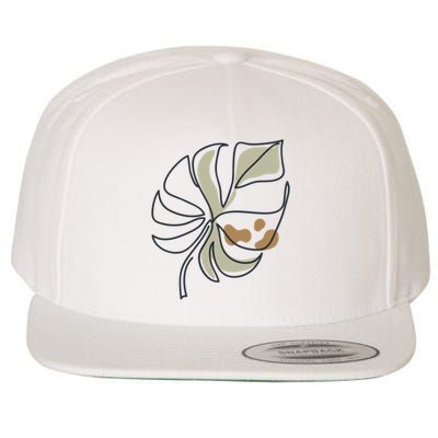 Monstera Leaf Monstera Deliciosa Cheese Plant Line Art Gift Wool Snapback Cap
