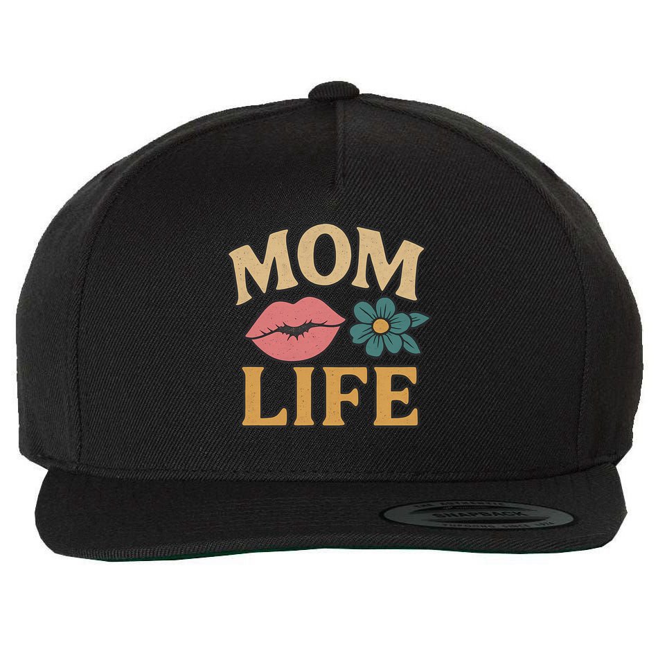 Mom Life Wool Snapback Cap