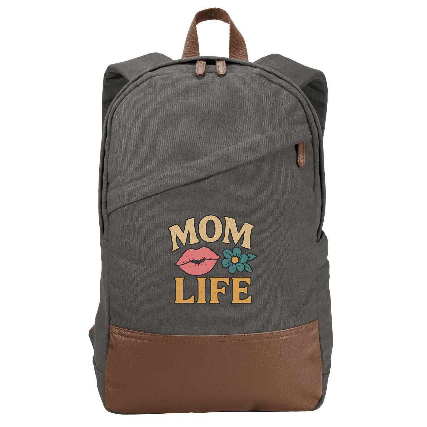 Mom Life Cotton Canvas Backpack