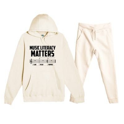 Music Literacy Matters I Like To Eat Puppies Premium Hooded Sweatsuit Set